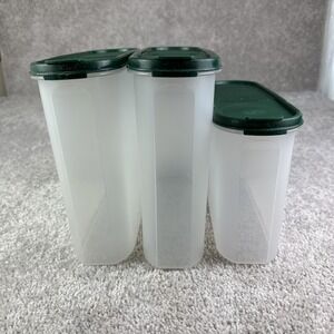 Tupperware Oval Modular Mates Green Lid Kitchen Storage Container Set #4 (2) #3.